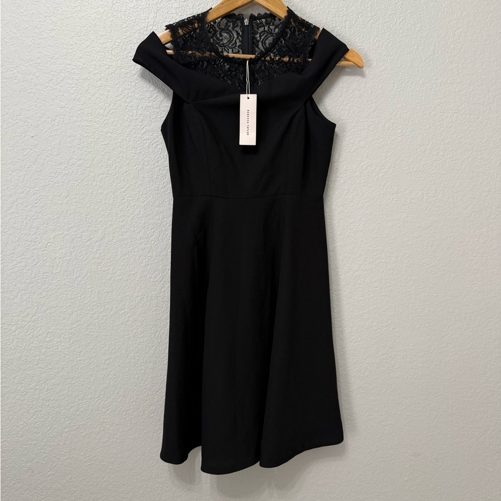 Rebecca Taylor Black Off Shoulder Crepe Dress